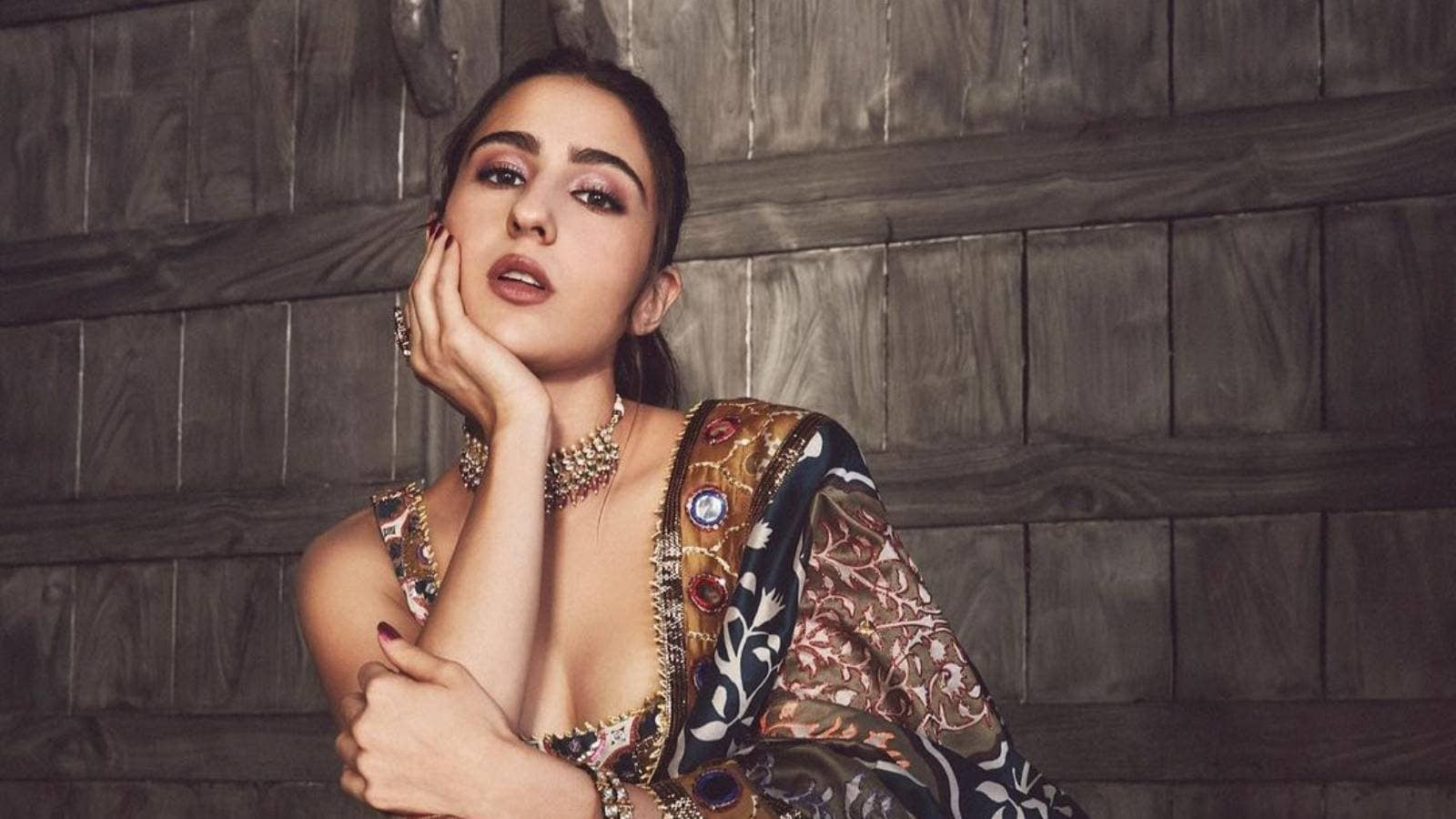 Sara Ali Khan Looks Elegant In Floral Embroidered Multicoloured Lehenga