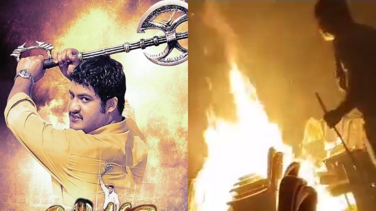 Massive Fire Breaks Out In Theatre Playing Simhadri After Jr Ntr Fans