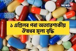 ১ এপ্ৰিলৰ পৰা ঔষধৰ মূল্য ১২ শতাংশ বৃদ্ধি