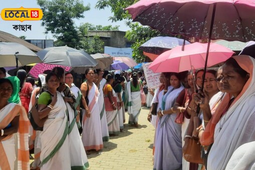 Anganwadi workers and helpers protest rally in Silchar 