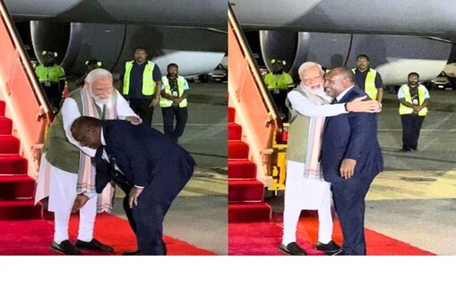 পাপুয়া নিউগিনিত প্ৰধানমন্ত্ৰী নৰেন্দ্ৰ মোদীক উষ্ম আদৰণি, প্ৰধানমন্ত্ৰী মাৰাপে ভৰি স্পৰ্শ কৰি ল’লে আশীৰ্বাদ