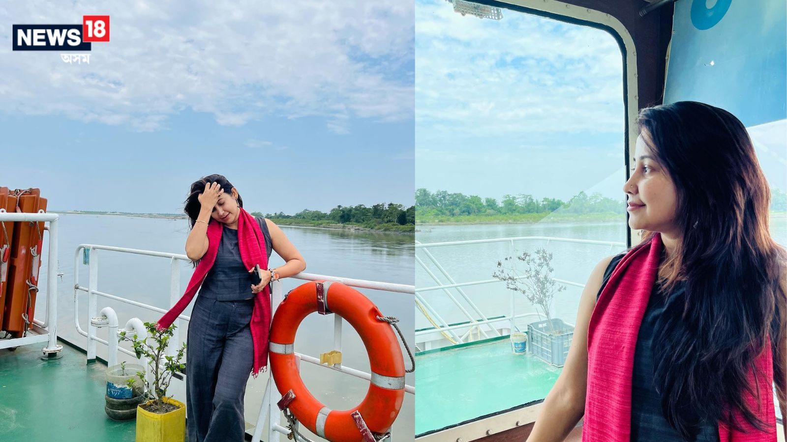 Barasha Rai Actress Barsha rani Bishaya journey through Luit on board a ship-PHOTO ...