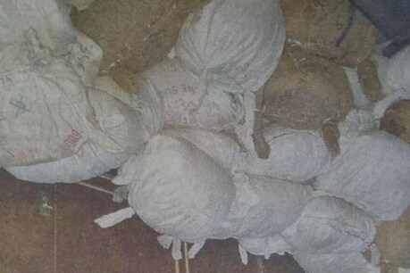 सिक्कों से भरी बोरियों की फोटो.