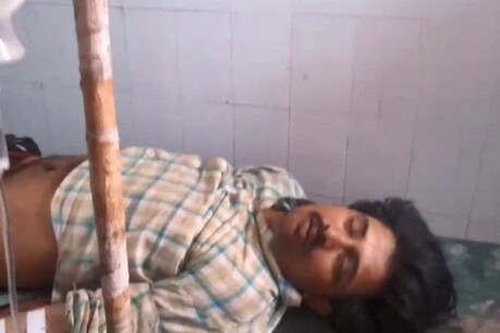अस्पताल में भर्ती घायल बदमाश की फोटो.