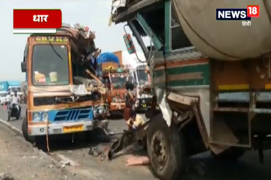VIDEO:  बेकाबू ट्राले ने 5 वाहनों को टक्कर मारी, 2 लोग घायल