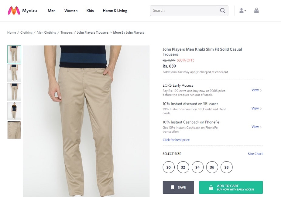 Fabulous Feb Sale- MEN CASUAL TROUSERS At Flat 55% OFF + Get freecharge  voucher Rs.100.