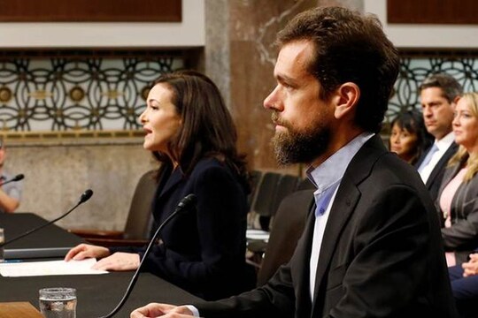 Twitter CEO Jack Dorsey and Facebook COO Sheryl Sandberg testify before a Senate Intelligence Committee hearing on foreign influence operations on social media platforms on Capitol Hill in Washington, U.S., September 5, 2018. REUTERS/Joshua Roberts