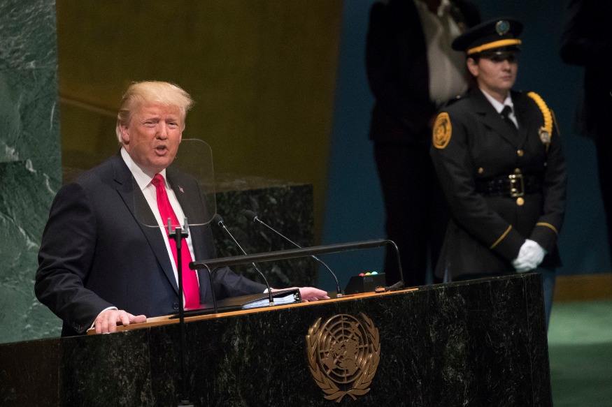 Donald Trump addresses the 73rd session of the United Nations General Assembly on Tuesday. (AP Photo)
