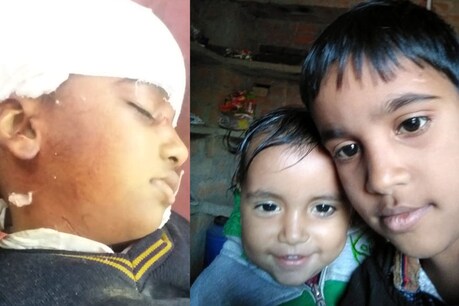 घायल श्रेयांश और उसके भाई के साथ की फाइल फोटो
