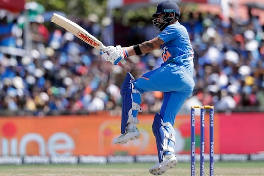 India's Virat Kohli bats during the second Twenty20 international cricket match against the West Indies, Sunday, Aug. 4, 2019, in Lauderhill, Fla. (AP Photo/Lynne Sladky)