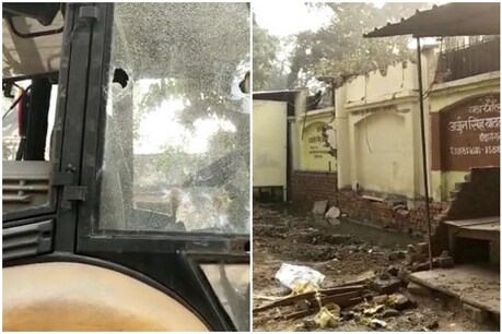 एटा में वकीलों के अवैध चेम्बर्स गिराए गए, उग्र वकीलों ने की तोड़फोड़