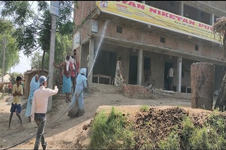 वैशाली के राघोपूर पूर्वी गांव को किया जा रहा सैनिटाइज