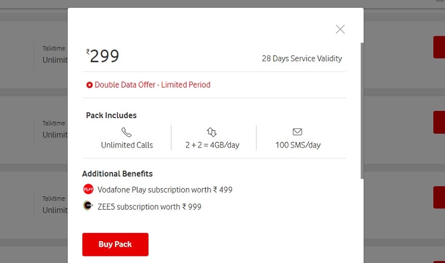 Vodafone का 299 रुपये वाला प्लान.