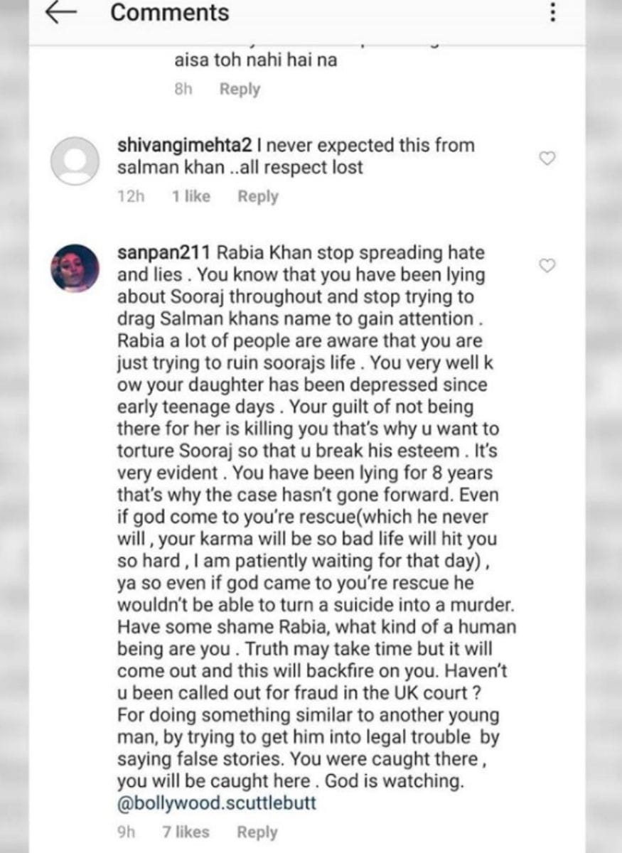 sana pancholi comment, sana pancholi