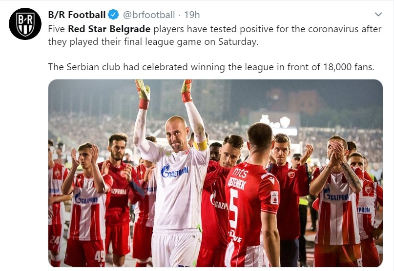 coronavirus, covid 19, football, football news, sports news, Red Star Belgrade , कोरोना वायरस, कोविड 19, फुटबॉल, स्‍पोर्ट्स न्‍यूज, फुटबॉल न्‍यूज