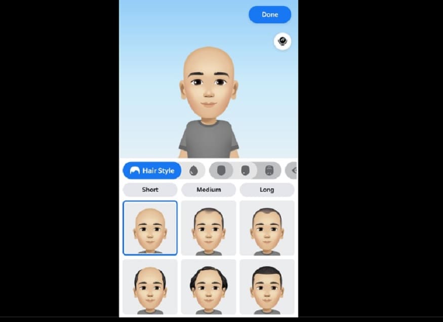 After this, personalize the hairstyle, face shape, compaction, eye shape, color, eyebrows, nose on the next screen.  Now after personalizing, tap on Done, after which your avatar will be created.