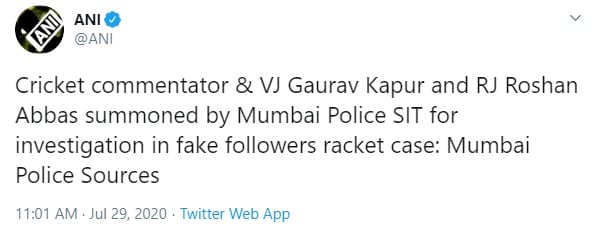 Mumbai Police summons cricket Commentator Gaurav Kapur in fake social media followers scam