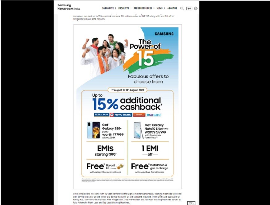 सैमसंग का ऑफर 31 अगस्त तक के लिए रखा गया है. (Photo: Samsung India)