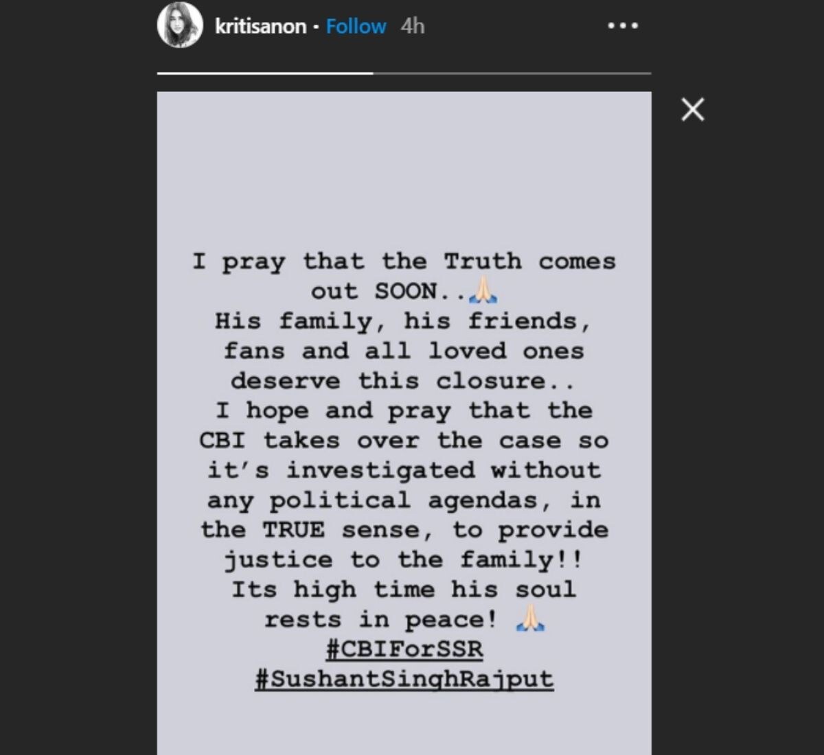 Kriti Sanon, Sushant Singh Rajput, justice for Sushant Singh Rajput, Kriti Sanon demands justice for Sushant Singh Rajput, Kriti Sanon demands CBI for SSR, #CBIforSSR, Ankita Lokhande, कृति सेनन, सुशांत सिंह राजपूत, Sushant Singh Rajput, Sushant Singh Rajput sister, Shweta Singh kriti , Shweta Singh kriti again request for CBI inquiry, CBI inquiry, Social Media, Shweta Singh kriti New Video, Social Media, Viral Video, सुशांत सिंह राजपूत, सुशांत सिंह राजपूत की बहन, सोशल मीडिया, सीबीआई जांच