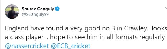sourav ganguly, bcci, cricket, england vs pakistan, zak crawley, सौरव गांगुली, जैक क्राउली, इंग्लैंड बनाम पाकिस्तान, क्रिकेट, स्पोर्ट्स न्यूज