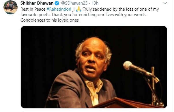 Rahat Indori, shikhar dhawan, coronavirus, covid 19, rahat indori death, cricket,sports news, राहत इंदौरी, शिखर धवन, राहत इंदौरी डेथ, क्रिकेट, स्पोर्ट्स कोरोना वायरस