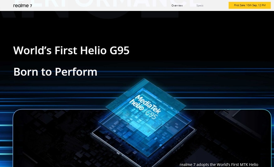 The world's first G95 processor has been given in Realme 7. (Photo: Realme)