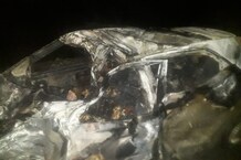 कार-ट्रक में भीषण टक्‍कर, आग लगने से 5 लोग जिंदा जले, तस्‍वीरों से समझें कितना खौफनाक था हादसा