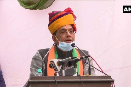 रेल मंत्री पीयूष गोयल राजस्थान के अलवर जिले में एक उद्घाटन कार्यक्रम में बोल रहे थे. (फोटो: ANI/Twitter)