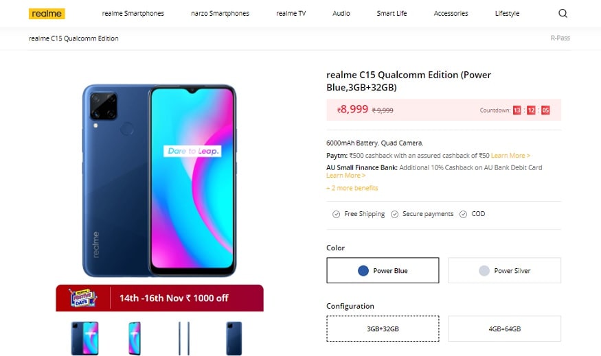 Realme Festive days सेल 16 नवंबर तक चलेगी.