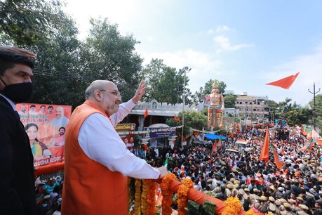 हैदराबाद के पिछले चुनावों में बीजेपी को सिर्फ 4 सीटें मिली थीं. फोटो: @AmitShah