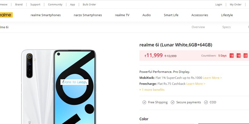 Realme 6i पर भारी छूट दी जा रही है.