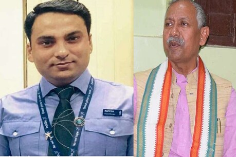 दिवंगत रूपेश कुमार सिंह व भाजपा सांसद जनार्दन सिग्रीवाल. (फाइल फोटो)