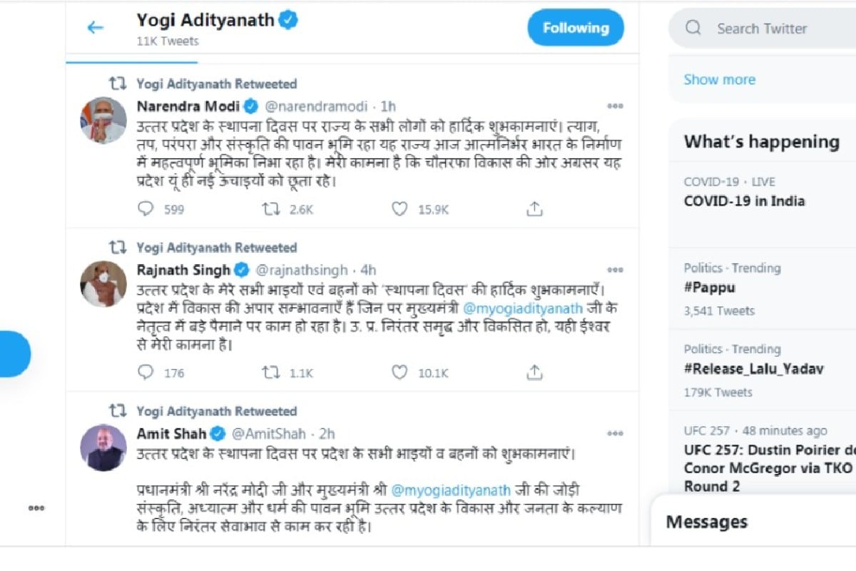 Untitled Uttar Pradesh Day today, PM Modi congratulated, CM Yogi Adityanath,