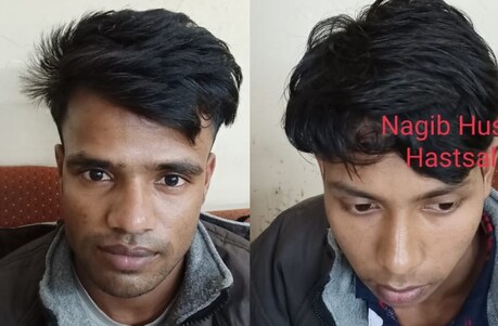 उत्तम नगर से पकड़े गए म्यांमार के हामिद हुसैन (बाएं) और नजीब हसन.