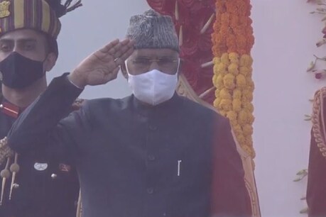 गणतंत्र दिवस समारोह में शामिल हुए राष्ट्रपति रामनाथ कोविंद. (Pic- ANI)