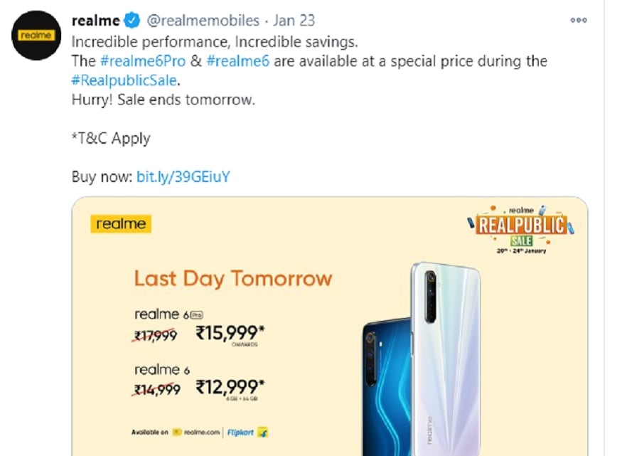 Realme 6 पर 2 हज़ार रुपये की छूट दी जा रही है.