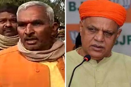 बलिया में जिला विकास समन्वय एवं श्रवण समिति की मीटिंग के दौरान बीजेपी सांसद वीरेंद्र सिंह मस्त (दायें) और विधायक सुरेंद्र सिंह आपस में भिड़ गए