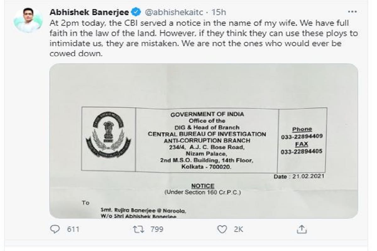 West Bengal, Mamata Banerjee, Abhishek Banerjee, CBI, West Bengal Assembly Elections,