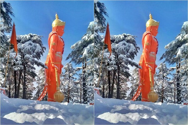 PHOTOS: शिमला के जाखू हिल्स में बर्फबारी, यहां सजीवनी लाने के दौरान रुके थे बजरंग बलि