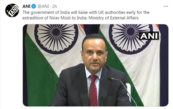 MEA Tweet on Nirav Modi Extradition