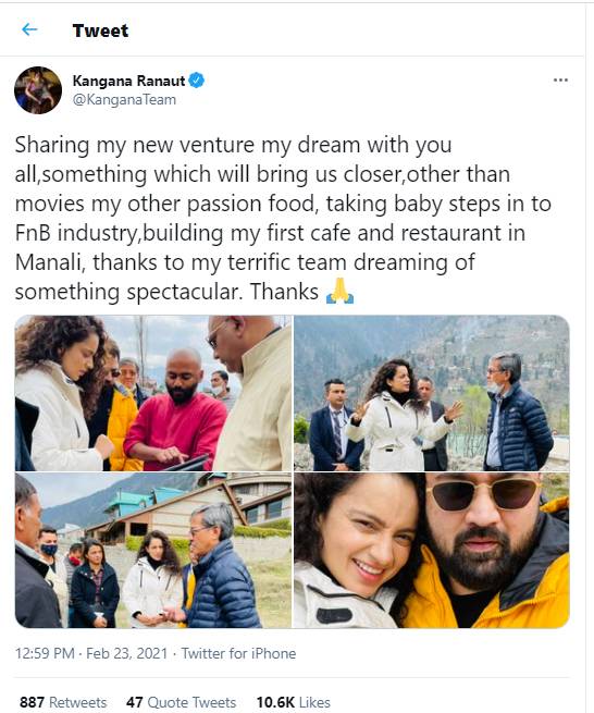 Kangana Ranaut, restaurant in Manali, Manali