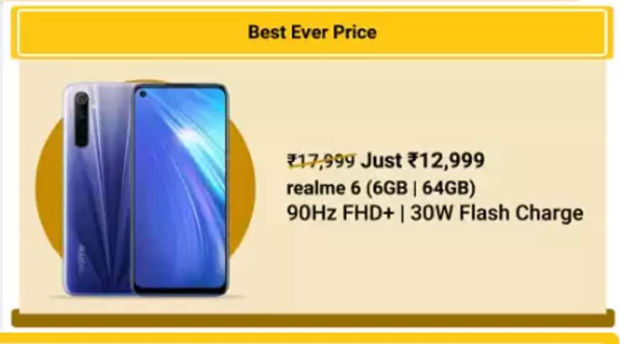 Realme 6 को रियलमी डेज़ सेल में अच्छी डील पर खरीदा जा सकता है.