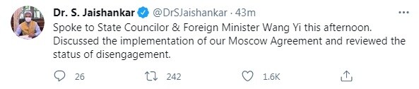S Jaishankar Tweet