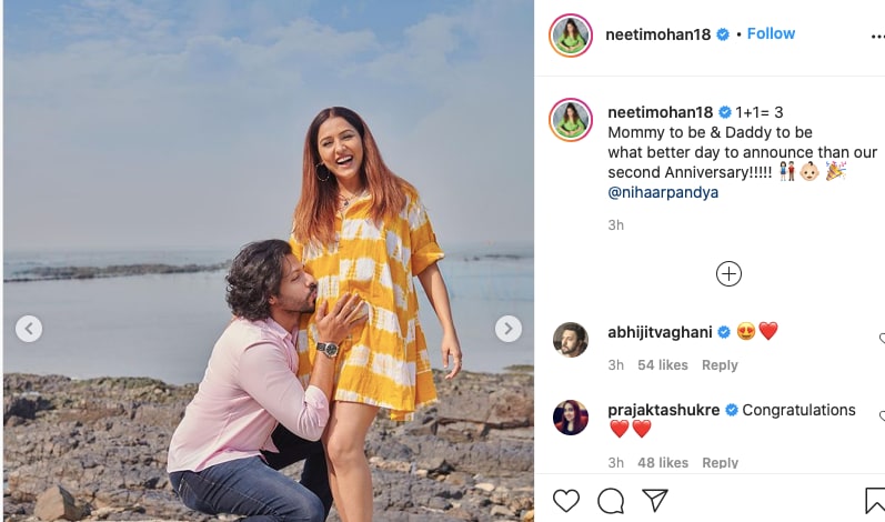 नीति मोहन, Neeti Mohan, Nihaar Pandya, Pregnancy, wedding anniversary