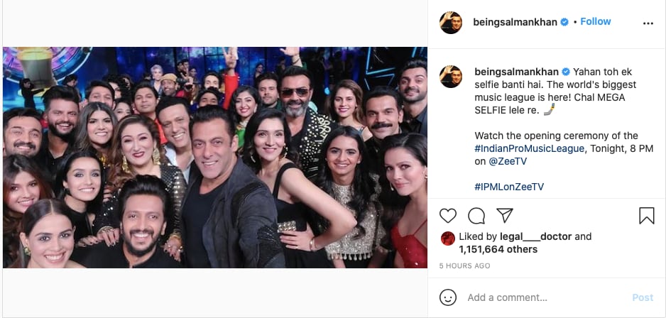 सलमान खान, Salman Khan, Mega Selfie, Indian Pro Music League, Riteish Deshmukh, Govinda