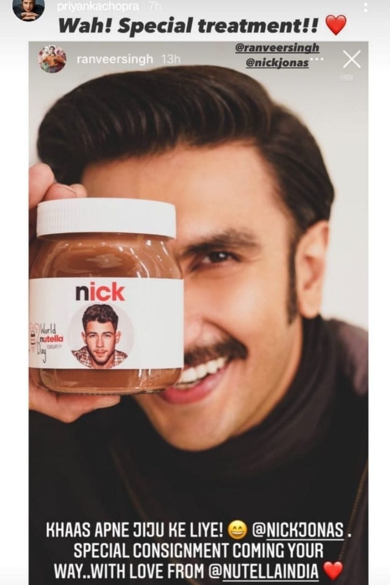 Ranveer Singh, Priyanka Chopra, Nick Jonas, Nick Jonas likes Ranveer Singh gift, Priyanka Chopra reacts on Ranveer Singh Special treatment, viral photo, Nick Jonas-Priyanka Chopra Relationship, Ranveer Singh says jiju to nick jonas, News18, Network 18, बॉलीवुड, रणवीर सिंह, निक जोनास, सोशल मीडिया, प्रियंका चोपड़ा
