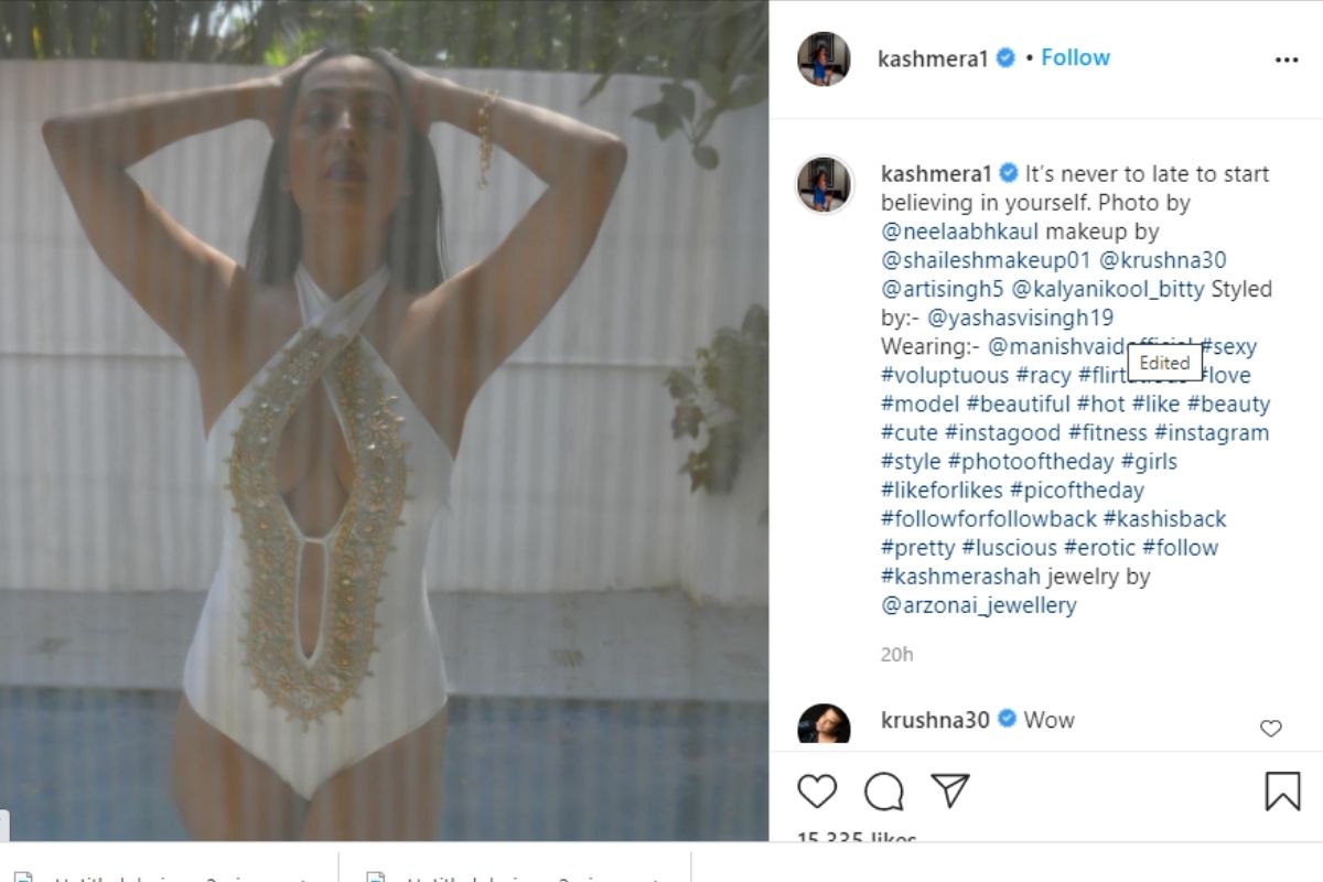 Kashmera Shah, Kashmera Shah Bold Look, Kashmera Shah in white monokini, Krushna Abhishek, Viral Video, News18, Network 18, कश्मीरा शाह, कश्मीरा शाह का बोल्ड लुक, सोशल मीडिया, वायरल वीडियो
