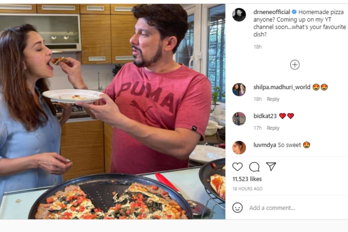 Madhuri Dixit, Shriram Nene, Shriram Nene made pizza, Home made Pizza social media, viral news, news 18, Viral Post, माधुरी दीक्षित, श्रीराम नैने, श्रीराम नैने ने बनाया पिज्जा, सोशल मीडिया, वायरल न्यूज, न्यूज 18