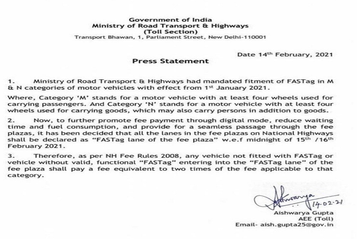 fastag-1 fastag-1 FASTag news, 15 february, 16 february, deadline, Toll Plaza, NHAI, Nitin GadKari, Auto News, Auto, News, Maruti, Hyundai, Tata, Car, SUV, Four Wheelers, फास्टैग, डेडलाइन, 15 फरवरी आधी रात, 16 फरवरी आधी रात से, टोल प्लाजा, नेशनल हाइवे अथॉरिटी, नितिन गडकरी, ऑटो न्यूज, ऑटो, मारुति, हुंडई, टाटा, कार, एसयूवीबेहतर पारदर्शिता के लिए यह सुविधा सरकार शुरू की है.. Vehicles not permitted midnight on February 15 without FASTag you pay so much toll tax NHAI Nitin GadKari NODRSS 16 फरवरी से जिन वाहनों पर FASTag नहीं होगा,उन्हें देना होगा अब इतना टोल टैक्स fastag 1