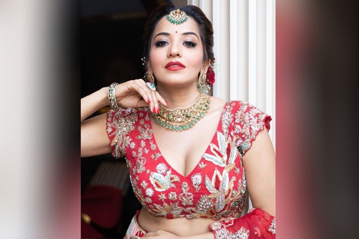 मोनालिसा का ये ब्राइडल लुक (Monalisa bridal look) उनके फैंस की नींद उड़ा रहा है. (Photo- Instagram/ Monalisa)
